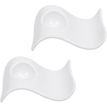 Lot de 2 coquetiers en céramique, forme ondulée, agréables au toucher et faciles à nettoyer.