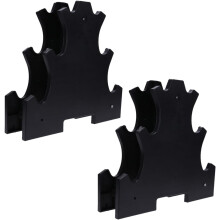 2Pcs Black Plastic Dumbbell Rack Stand 3-Tier Vertical Dumbbell Storage Holder Bracket
