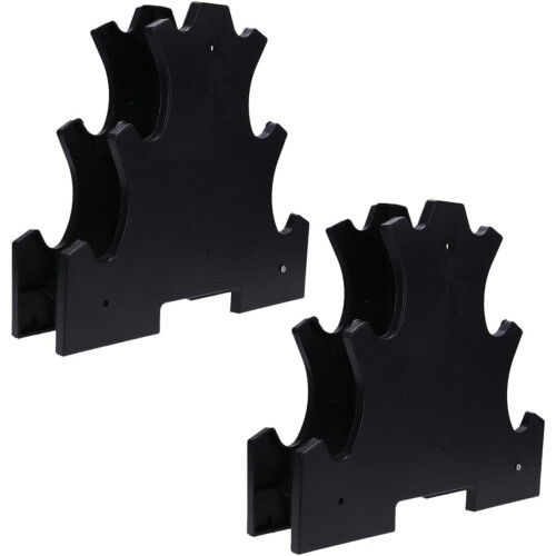 2Pcs Black Plastic Dumbbell Rack Stand 3-Tier Vertical Dumbbell Storage Holder Bracket