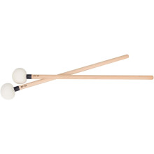 Lot de 2 baguettes de timbales avec manche en bois et feutre.