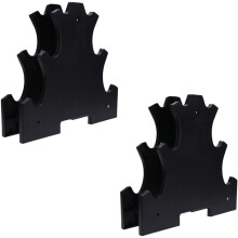 2 supports à haltères en plastique pour le rangement, pouvant contenir des haltères.