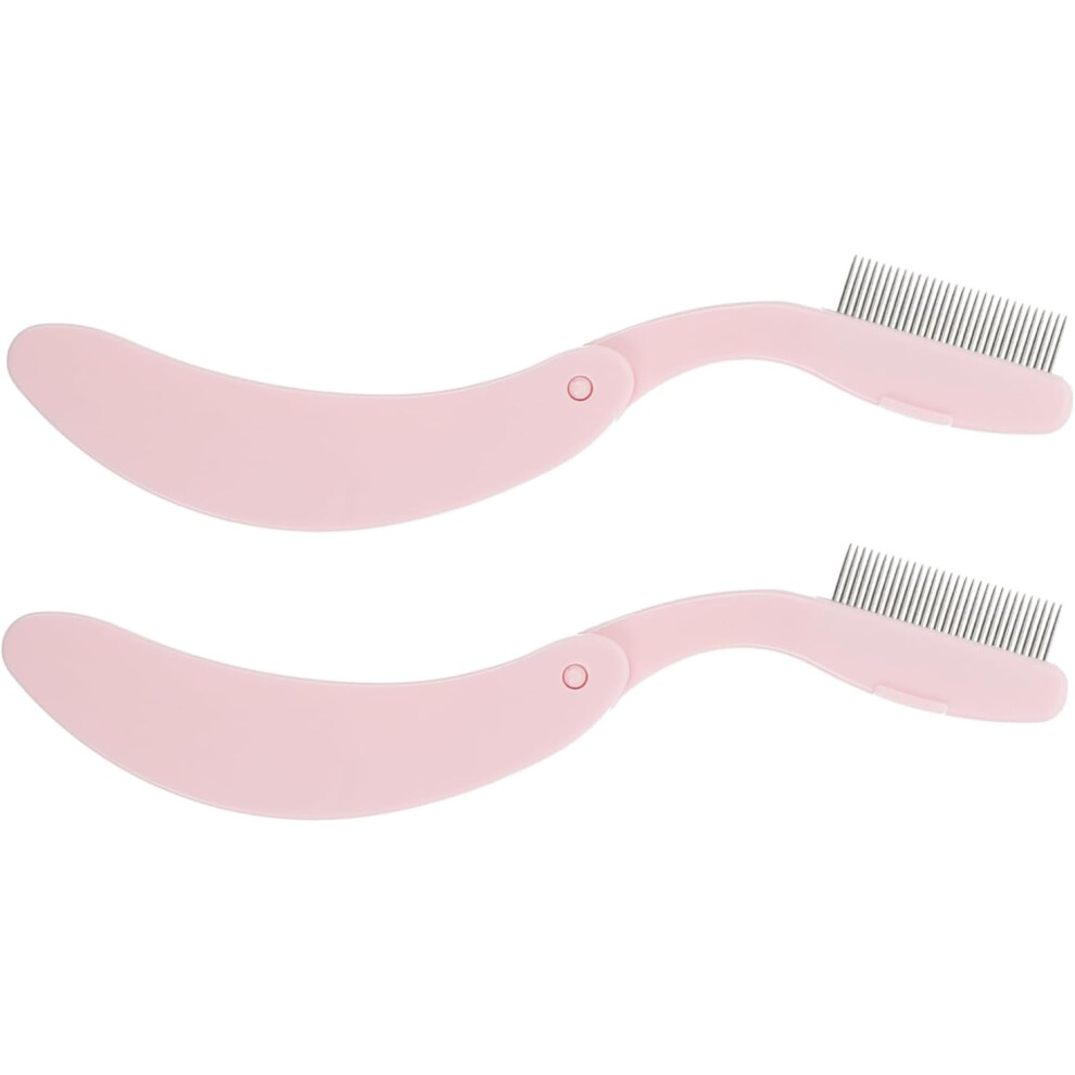 Hkhbjs Pink 2Pcs Dense Comb Teeth Eyebrow Eyelash Shaping Comb Convenient Eyebrow Kit