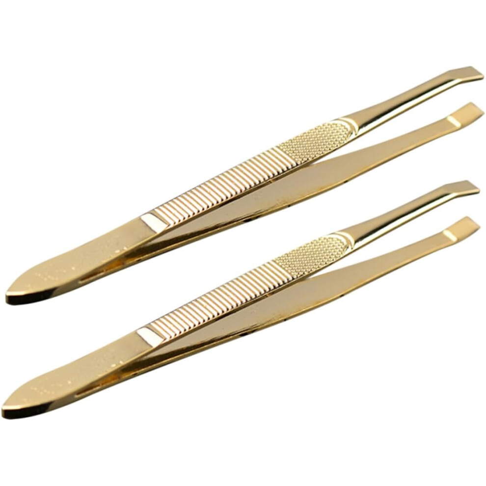 Hkhbjs 2Pcs Eyebrow Tweezers For Eyelash Extensions And Facial Hair Removal, Stainless Steel