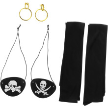 2sets Stylish Pirate Headband Eye Patch and Earrings for Girls Halloween Party Cosplay Costume Accessory Set Decoration