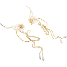 Lange Elfenohrringe mit Quasten, Feen-Ohrhänger für Damen, Ohrclips ohne Piercing, perfekt für Halloween-Partys und Cosplay