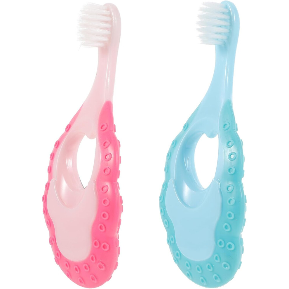 Hkhbjs 2Pcs Toothbrush Soft Bristle Cartoon Design For Years Manual S Oral Care Accessory In Blue And Pink