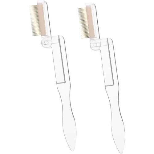 Foldable Eyelash Comb and Convenient Eyebrow Comb 2Pcs Stainless Steel Folding Eyelash Combing Tool