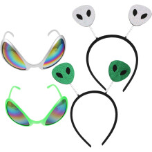 2er-Set Kostüm-Requisiten: Lustiges Glitzer-Stirnband und Brille