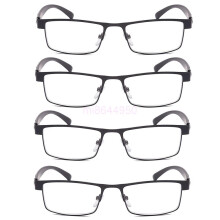 (=+4.00 Strength, Black) 4*Metal Titanium Alloy Business Reading Glasses +1.00~+4.0 Magnifying Eyeglasses