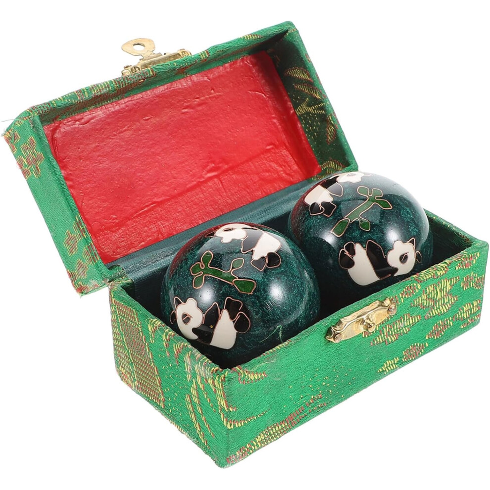 Hkhbjs Chinese Health Exercise Massage Balls Panda Blue Baoding Hand Fitness Balls