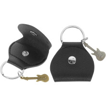 2 Stück Gitarrenplektrum-Taschenhalter aus PU-Leder mit Metall-Schlüsselanhänger, modisch, passend für