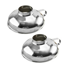 2pcs Stainless Steel Funnel Wide Mouth Lightweight Easy Transferring Fluid Silver Kitchen Accessories