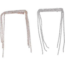 2pcs Rhinestone Hair Chain Hair Barrettes Bridal Wedding Women Clips Tassel Clip Accessories