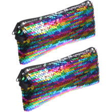 2er-Pack Pailletten-Kosmetiktaschen, Make-up-Etuis für Reisen, Aufbewahrungsorganizer