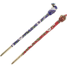 Lot de 2 baguettes à cheveux chinoises vintage en métal, élégantes, couleur rouge lotus, accessoires pour les mariages et les fêtes.