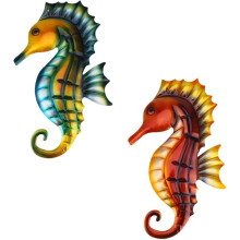 2er-Set Seepferdchen-Wanddeko, Seepferdchen-Wandbehang, Ornament aus Eisen, Kunsthandwerk, Haken