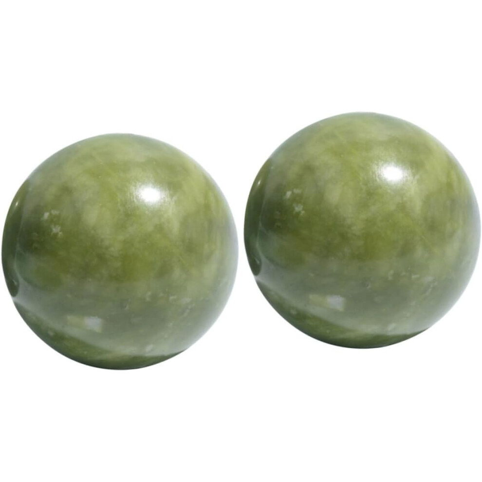 Hkhbjs Jade Hand Massage Balls 2Pcs Smooth Green Jade Rolling Massage Handballs