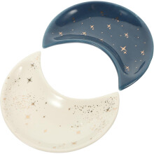 Set di 2 vassoi portagioie in ceramica a forma di luna, organizer per gioielli