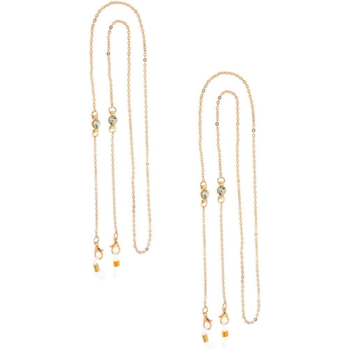 2pcs Eyeglass Chains Rhinestones Gold Hanging Chain for Eyeglasses and Sunglasses