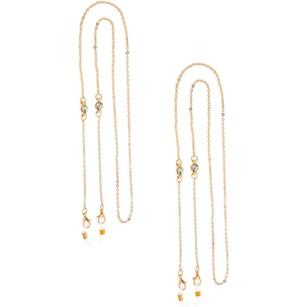 Hkhbjs Gold 2Pcs Eyeglass Chains Rhinestones Hanging Chain For Eyeglasses And Sunglasses