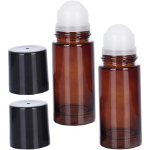 2 stuks 50 ml amberkleurige glazen lege rollerflesjes, navulbaar, lekvrij