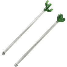 2 Stück kreative Glas-Rührstäbchen in Kaktusform für Cocktails, Barzubehör, Outdoor-Nutzung