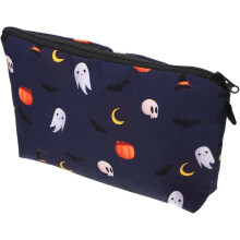 2er-Set Halloween-Make-up-Taschen, tragbare Kosmetiktaschen mit Cartoon-Motiven, vielseitige Reise-Kulturbeutel mit Reißverschluss