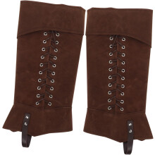 Renaissance Boot Covers Brown Faux Leather Medieval Shoe Covers for Men Women Classic Pirate Viking Cosplay Accessories