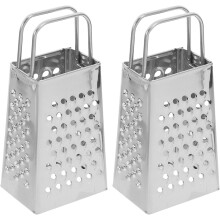2 Stück kleine Boxreibe, Käsereibe, Handreibe aus Edelstahl, vierseitig, tragbar, multifunktionales Design