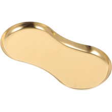 2 Schmucktabletts aus Edelstahl, glatte Oberfläche und abwaschbar, goldenes Metalltablett