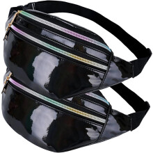2er-Pack Diebstahlsichere Handy-Bauchtaschen aus holografischem PU-Sportmaterial