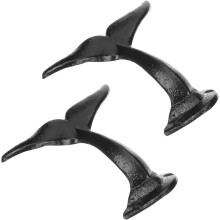 Set mit 2 gusseisernen Walflossen-Wandhaken für Zuhause und Büro, robuste schwarze Eisenhaken