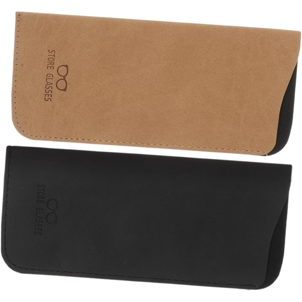 Hkhbjs 2Pcs Soft Leather Glasses Bag Pu Eyewear Pouch For Women Slim Eyeglasses Case Portable Sunglasses Storage For Travel