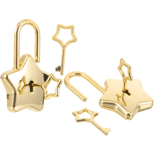 Star Shape Padlock with Key, 2 Sets Mini Star Key Locks for Diary Notebook, Backpack