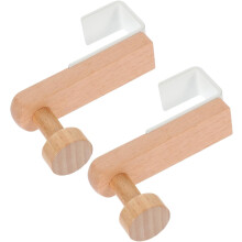 2pcs Over Door Hooks Iron and Wood Combination Storage Hooks Nail-Free Multipurpose Bedroom