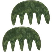 2er-Pack Jade-Kamm-Massagegerät, Kopfhautkamm, Gua-Sha-Werkzeug für Gesichtsstyling, für Frauen, ideal für Reisen