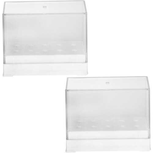 2pcs Nail Drill Bit Case Organizer Holder Plastic Storage Stand