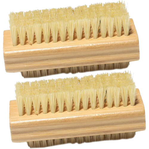 Escova de limpeza de unhas resistente ao desgaste de bambu e Sisal duplo lado 2pcs