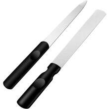 Arquivos de unhas de aço inoxidável duplo lado 2pcs com alça antideslizante e caso de couro
