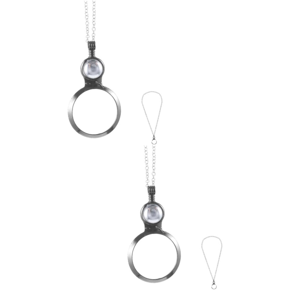 Hkhbjs 2Pcs Magnifying Lens Necklace For Women Reading Magnifier Pendant Necklace Craft Magnifying Glass Charm