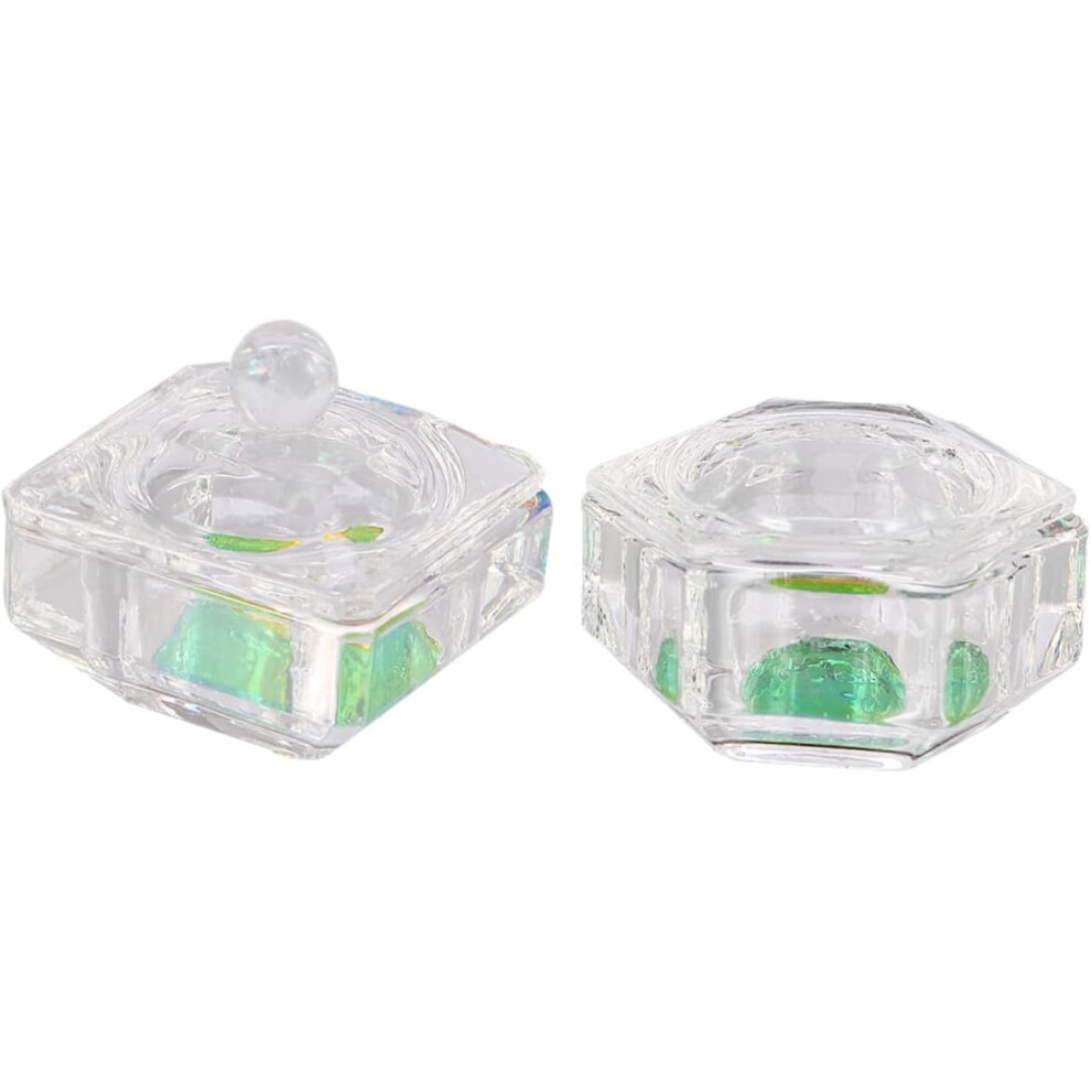 Hkhbjs 2Pcs Glass Crystal Cups Lids For Nail Art Acrylic Containers For Manicures For Holding Liquid Powder