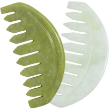 2 Stück Jade-Massagekamm für Kopfhaut, Gua Sha, glattes Körpermassagegerät, Haarmassagegerät