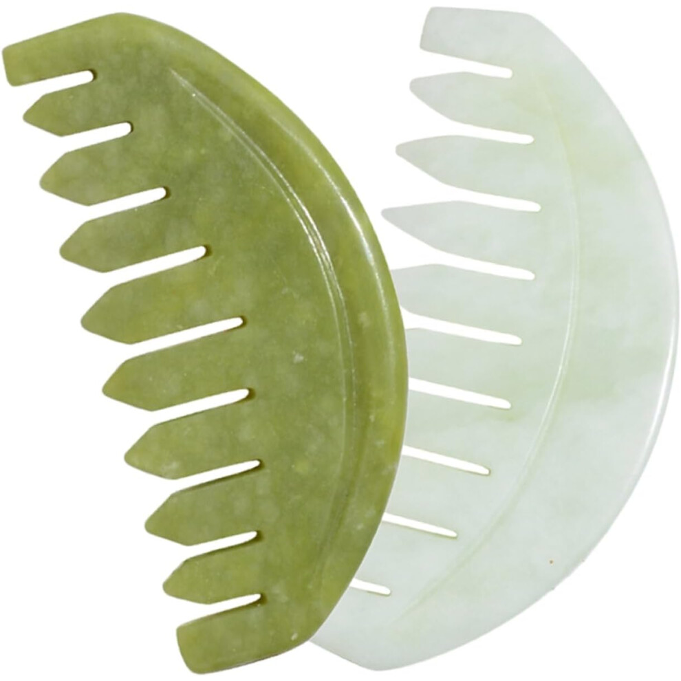 Hkhbjs 2Pcs Jade Massage Comb For Scalp Gua Sha Smooth Body Massage Tool Hair Massager