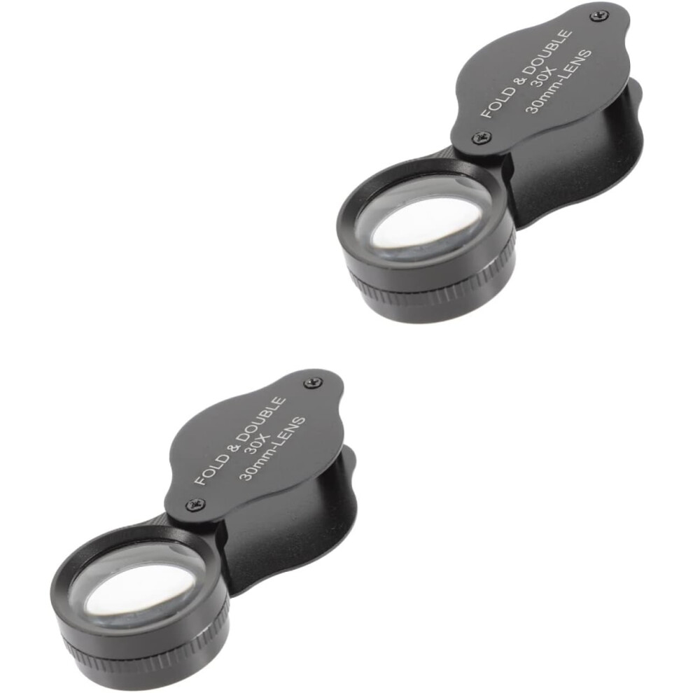 Hkhbjs 2Pcs Folding Magnifying Glass Magnifier Handheld For Reading Coins Jewelry Portable Magnifier Lens