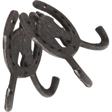 2 Stück Vintage-Haken in Hufeisenform aus Gusseisen, schwarz, zur Wandmontage, für Hüte und Mäntel