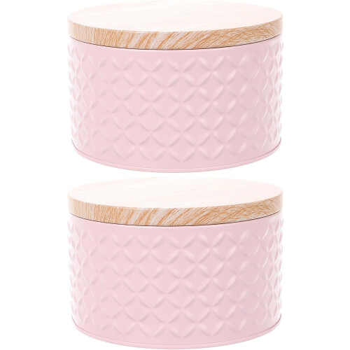 2pcs Pink round Iron Candy Box Set, Multifunctional Dessert Storage Containers for Cake
