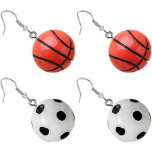 Sportliche Ohrring-Sets aus Kunstharz mit Basketball- und Fußballmotiven, Mini-Ohrhänger für Mädchen