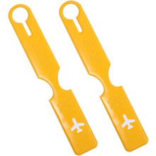 Lot de 2 étiquettes à bagages jaunes en plastique avec identifiant.