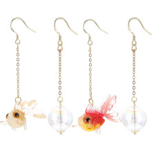 Asymmetrisches Ohrring-Set mit Goldfisch-Anhänger aus 925er Silber und 14-karätiger Vergoldung, kreative Tropfenohrringe