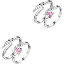 2 Paar Partnerringe im Flügeldesign, offene Fingerringe, Modeschmuck für Verliebte, romantisches Deko-Geschenk zum Valentinstag
